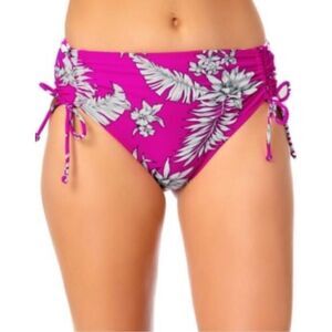 California Waves Pink Tropical Floral Bikini Bottoms Size Small
